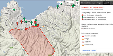 Google Crisis Response cubre los incendios en Valparaso