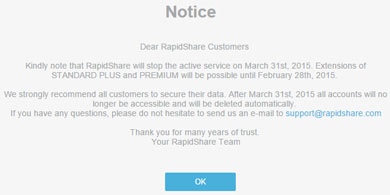 RapidShare cierra a fin de marzo